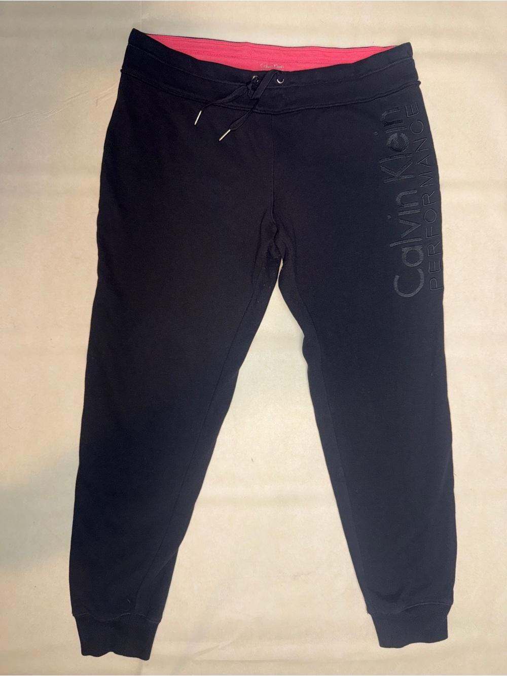 Calvin Klein Black Joggers with Pink Waistband